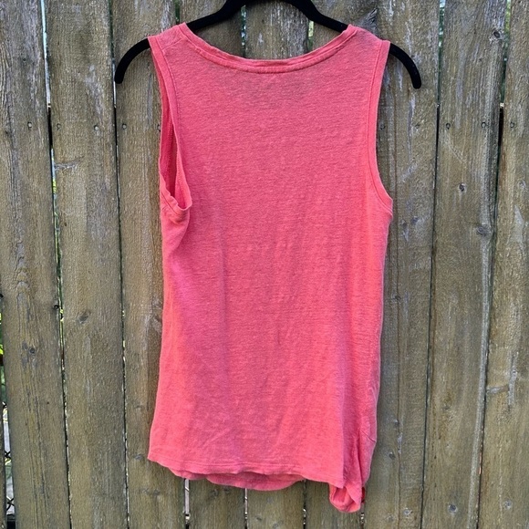 Athleta Knot Zephyr Tank Top Coral 100% Linen Sz S - Picture 11 of 11
